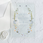 Invitations En Acrylique Dusty Blue Boho Fleur sauvage Jardin Mariage