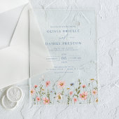 Invitations En Acrylique Dusty Blue Boho Fleur sauvage Jardin Mariage