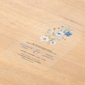 Invitations En Acrylique Dusty Blue Boho Wildflower Wedding (Poser)