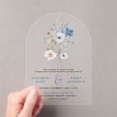 Invitations En Acrylique Dusty Blue Boho Wildflower Wedding (In situ (ordinateur de poche))