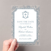 Invitations En Acrylique Dusty Blue Catholic Wedding Save the Date (In situ (ordinateur de poche))