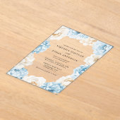Invitations En Acrylique Dusty Blue Champagne Pierres d'ivoire Mariage flor (Poser)