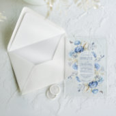Invitations En Acrylique Dusty Blue Fleur sauvage Moderne Mariage élégant