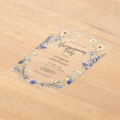 Invitations En Acrylique Dusty Blue Fleurs sauvages Custom House Party (Poser)