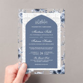 Invitations En Acrylique Dusty Blue Floral Blanc dentelle arc Mariage musul (In situ (ordinateur de poche))