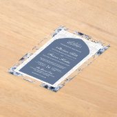 Invitations En Acrylique Dusty Blue Floral Blanc dentelle arc Mariage musul (Poser)