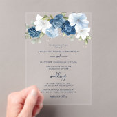 Invitations En Acrylique Dusty Blue Floral Mariage botanique (In situ (ordinateur de poche))