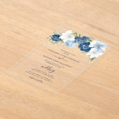 Invitations En Acrylique Dusty Blue Floral Mariage botanique (Poser)