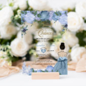 Invitations En Acrylique Dusty Blue Floral Princess Mis Quince Quinceañera