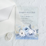 Invitations En Acrylique Dusty Blue Floral Sweet 16 Seteen Party<br><div class="desc">Dusty Blue Floral Sweet 16 Seize Party Acrylique Invitations Belles Florales Bleues & Blanches Dusty. Convient à toutes les saisons. Voir les articles correspondants dans Niche et le magasin de nids</div>