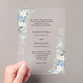 Invitations En Acrylique Dusty Blue Florals Both Parents Names Wedding (In situ (ordinateur de poche))