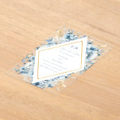 Invitations En Acrylique Dusty Blue Gold Floral Bloom tout en un Mariage (Poser)