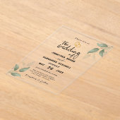 Invitations En Acrylique Dusty Blue Green Gold Eucalyptus Mariage de verdur (Poser)