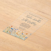 Invitations En Acrylique Dusty Blue Peach Fleurs sauvages 50e anniversaire (Poser)