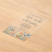 Invitations En Acrylique Dusty Blue Peach Fleurs sauvages 60e anniversaire (Poser)