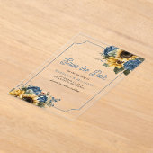 Invitations En Acrylique Dusty Blue Roses Sunflower Mariage Enregistrer la  (Poser)