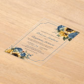 Invitations En Acrylique Dusty Blue Roses Sunflowers Wedding (Poser)
