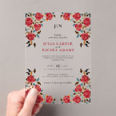 Invitations En Acrylique Dusty Elegant Golden Red Rose Mariage (In situ (ordinateur de poche))