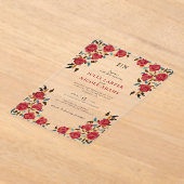 Invitations En Acrylique Dusty Elegant Golden Red Rose Mariage (Poser)