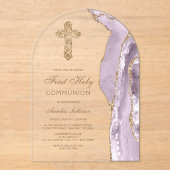 Invitations En Acrylique Dusty Lilac Agate First Communion (Recto)