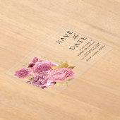 Invitations En Acrylique Dusty Mauve rose Floral Gold Wedding Enregistrer l (Poser)