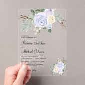 Invitations En Acrylique Dusty Pastel Purple Floral Wedding (In situ (ordinateur de poche))