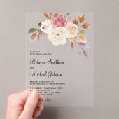 Invitations En Acrylique Dusty Pink Ivory Floral Wedding (In situ (ordinateur de poche))