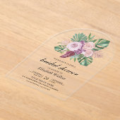 Invitations En Acrylique Dusty Pink Roses Tropical Monstera Bridal Shower (Poser)