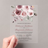 Invitations En Acrylique Dusty Pink Roses Wedding (In situ (ordinateur de poche))