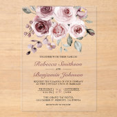 Invitations En Acrylique Dusty Pink Roses Wedding (Recto)