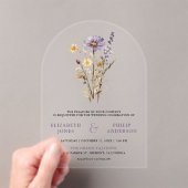 Invitations En Acrylique Dusty Purple Boho Wildflower Wedding (In situ (ordinateur de poche))