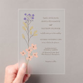 Invitations En Acrylique Dusty Purple, Peach Simple Floral Wedding (In situ (ordinateur de poche))