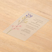 Invitations En Acrylique Dusty Purple, Peach Simple Floral Wedding (Poser)