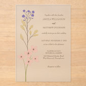 Invitations En Acrylique Dusty Purple, Peach Simple Floral Wedding (Recto)