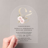 Invitations En Acrylique Dusty Rose Blush Floral Ampersand Wedding (In situ (ordinateur de poche))