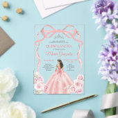 Invitations En Acrylique Dusty rose Bow Princess Silver Crown Quinceañera (Insitu (Mariage))