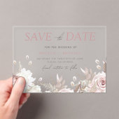 Invitations En Acrylique Dusty Rose & Ivory Enregistrer La Date Mariage (In situ (ordinateur de poche))