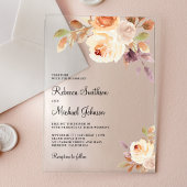 Invitations En Acrylique Earthy Dusty Peach Floral Wedding