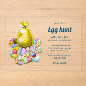 Invitations En Acrylique Easter Chick and the Golden Easter Egg (Recto)