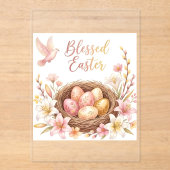 Invitations En Acrylique Easter Nest with Eggs (Recto)