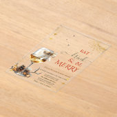 Invitations En Acrylique Eat Drink & Be Merry Wine Glass Bow (Poser)