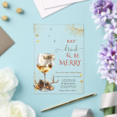 Invitations En Acrylique Eat Drink & Be Merry Wine Glass Bow (Insitu (Mariage))