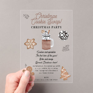 Invitations En Acrylique Échange de biscuits de Noël pour la période de pât