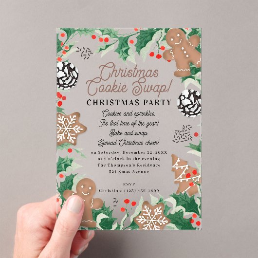 Invitations En Acrylique Échange de biscuits de Noël pour la période des fê (In situ (ordinateur de poche))