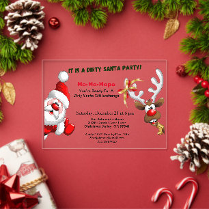 Invitations En Acrylique Échange de cadeaux Dirty Santa avec le Père Noël e