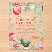 Invitations En Acrylique Échange d'ornements de Noël (Recto)