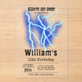 Invitations En Acrylique Éclair Électricité Tonnerre orage Anniversaire (Recto)