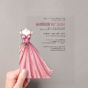 Invitations En Acrylique École de mode moderne remise des diplômes de conce