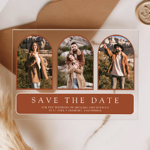 Invitations En Acrylique Économisez la date de mariage photo Arch minimal R