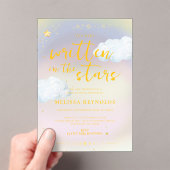 Invitations En Acrylique Écrit dans les étoiles | Baby shower arc-en-ciel g (In situ (ordinateur de poche))